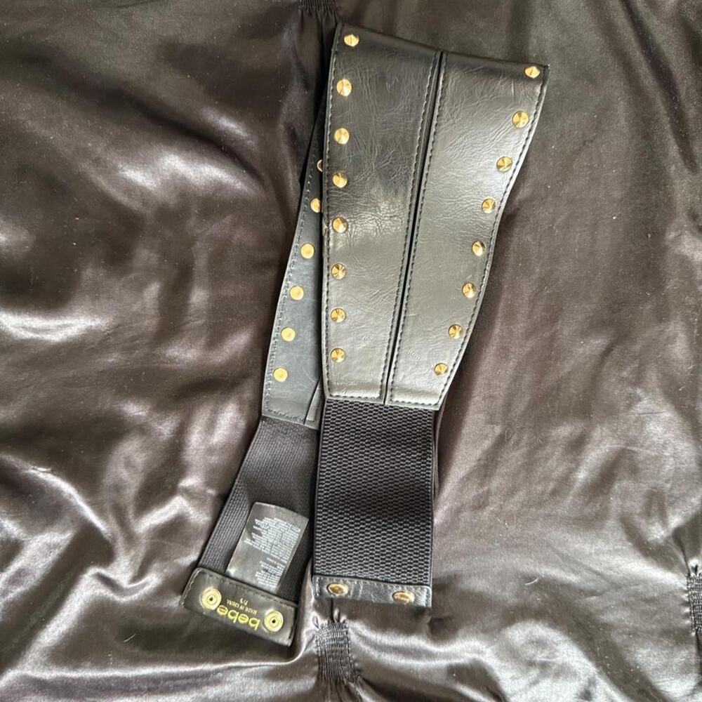 Black leather belt with gold studs